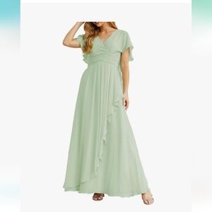 NWT Chiffon Dress V Neck Halter Formal Gown for Wedding